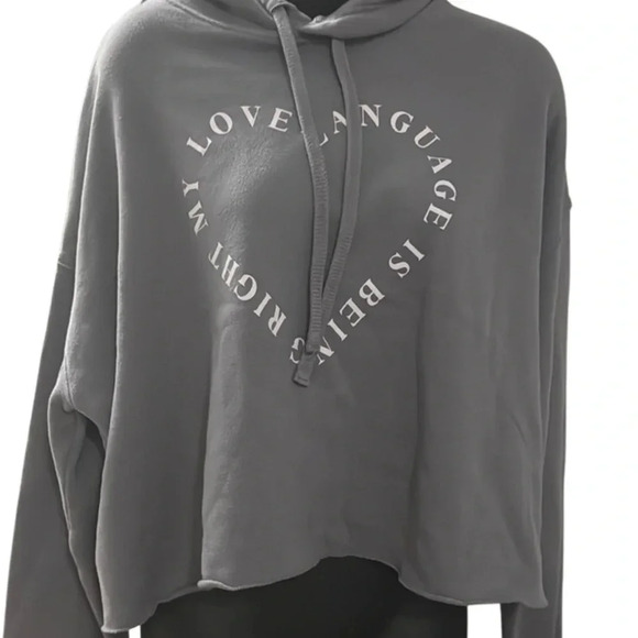 Girls Gotta Eat “My love language is being right” 2X. Grey hoodie cutoff cropped - Picture 1 of 6